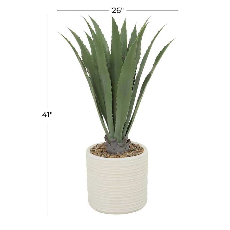 Faux Foliage Agave Artificial Plant with Realistic Leaves and Beige Ceramic Pot - Green - Roche River Decor - 26"W x 26"L x 41"H