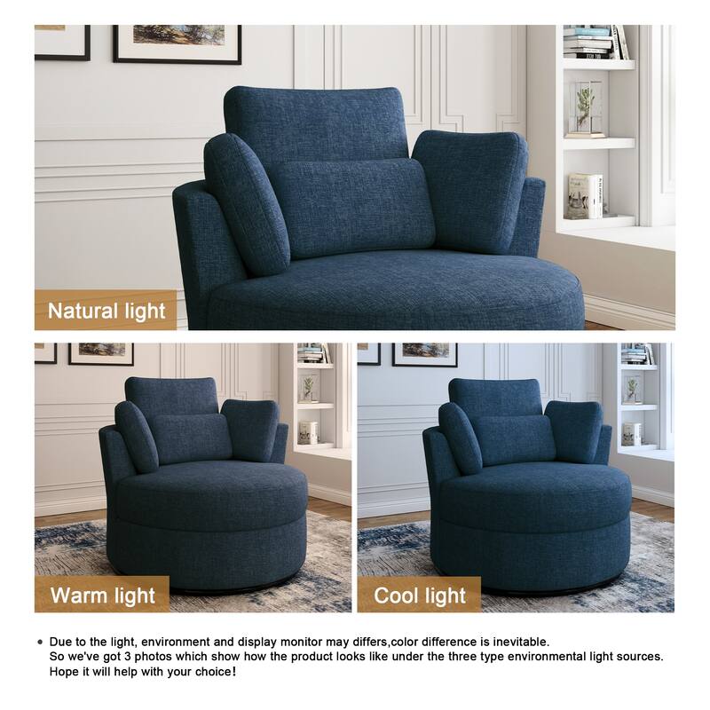 Modern Swivel Barrel Chair, Upholstered Swivel Accent Chair for Living Room