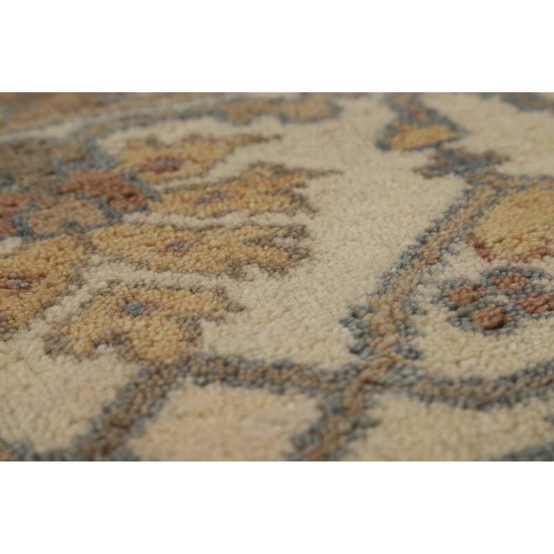 Earth Tone Oushak Indian Area Rug Hand-Knotted Wool Carpet - 8'3" x 9'8"