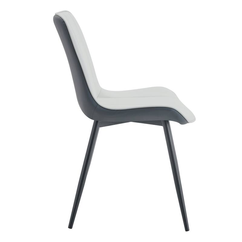 Dining Chair Set of 4 PU Extended Seating with Black Metal Legs