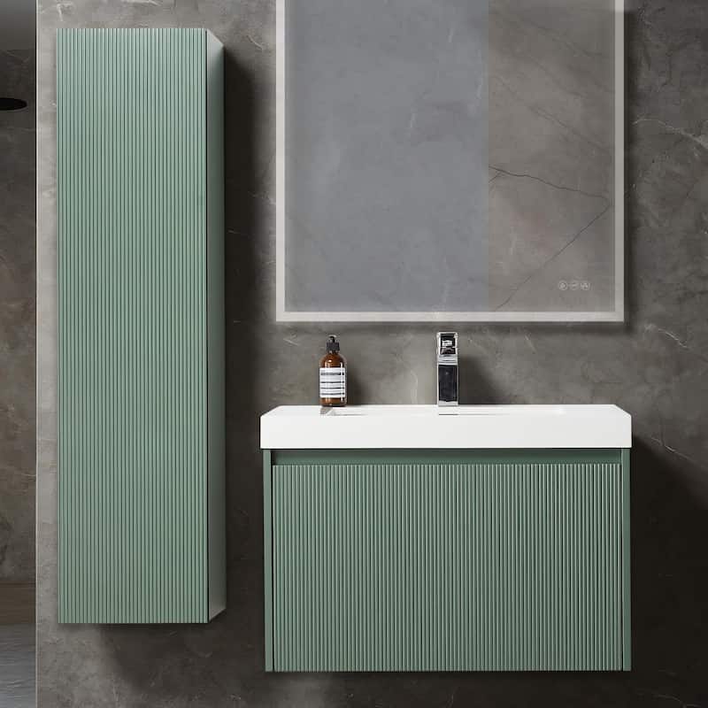 Blossom Positano 30" Floating Vanity with Sink & Side Cabinet - Aventurine Green