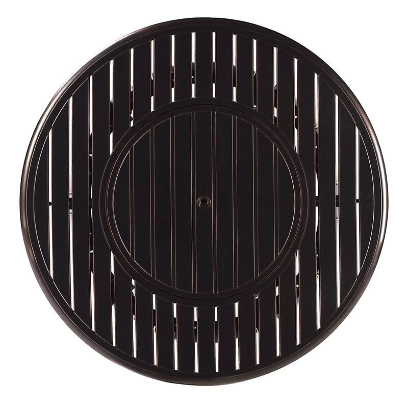 Outdoor Aluminum 44 in. Round Fire Table Set with Four Deep Seating Swivel Rocking Chairs & Accessories