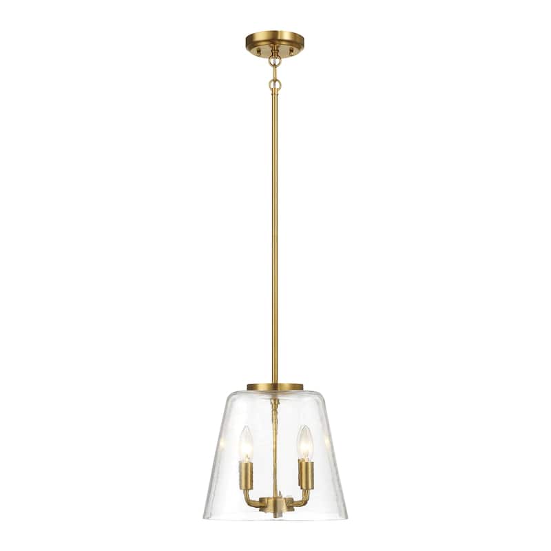 Four Candle Lights Pendant With Clear Glass - Satin Brass