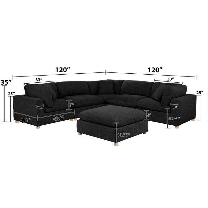 Best Quality Furniture 4-Piece Sectional Boucle Fabric