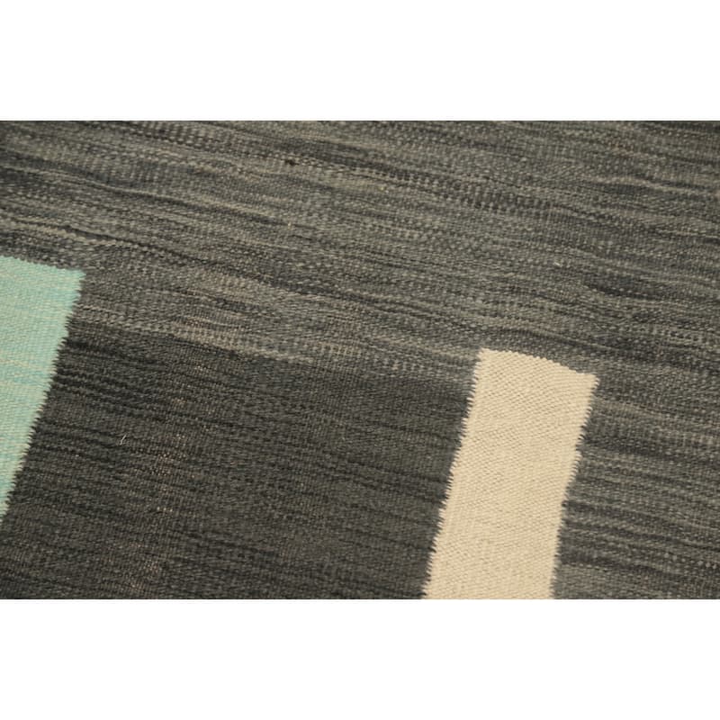 Hand Woven Oriental 100% Wool Carpet Southwestern Modern Multi-Colored Kilim Runner Rug - 11' 9'' X 2' 7''