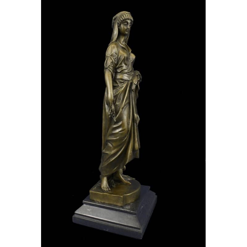 Reproduction Of Greek Goddess Bronze Sculpture Marble Base Statue Art Deco Gift