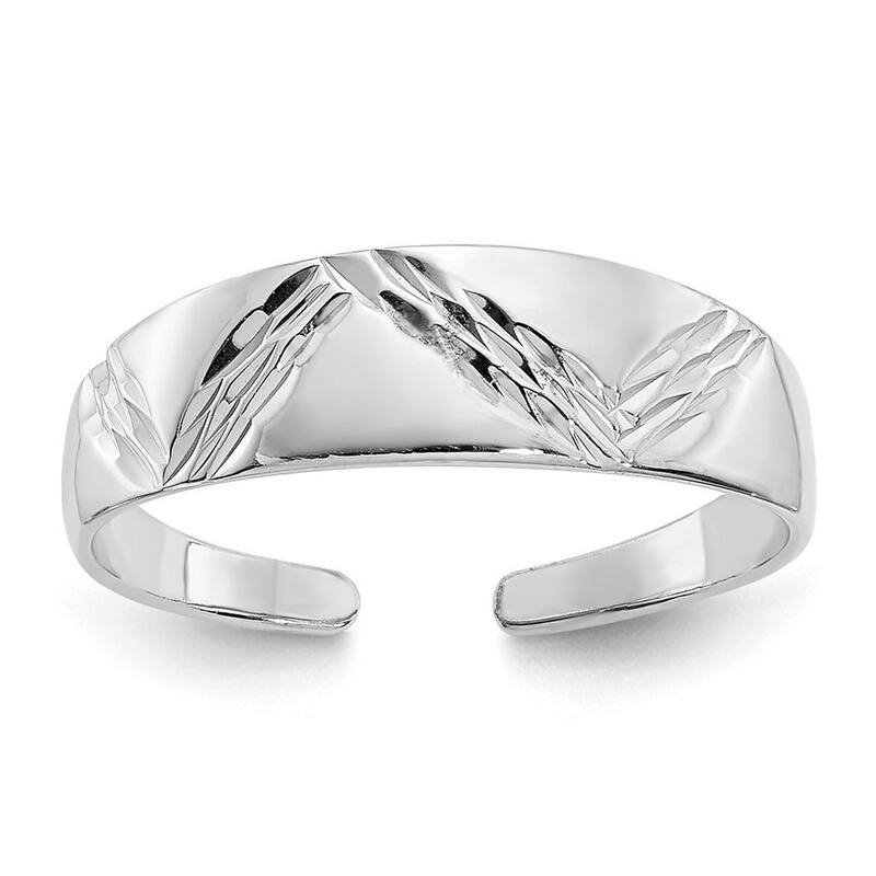 Curata Womens Adjustable Solid 14 karat White Gold Fancy Toe Ring