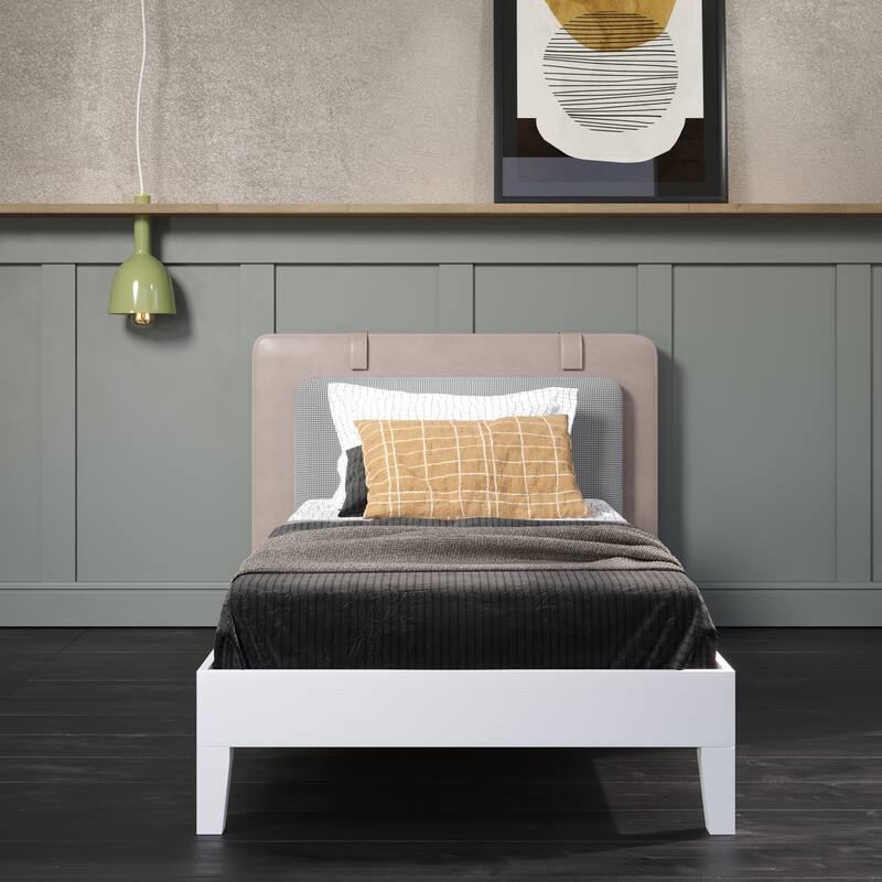Solid Wood Twin Platform Bed with Storage Space and Floor Protection