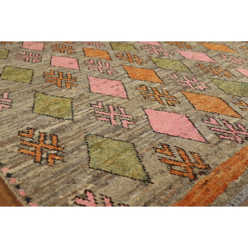 Geometric Moroccan Square Area Rug Hand-Knotted Wool Carpet - 5'9" x 6'4" - 5'9" x 6'4" - Multi-Color