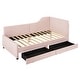 preview thumbnail 27 of 28, Twin Stripe L-shaped Semi-enclosed Daybed wStorage Drawers, Corduroy Upholstered Daybed, Wood Slat Support, No Spring Box Need