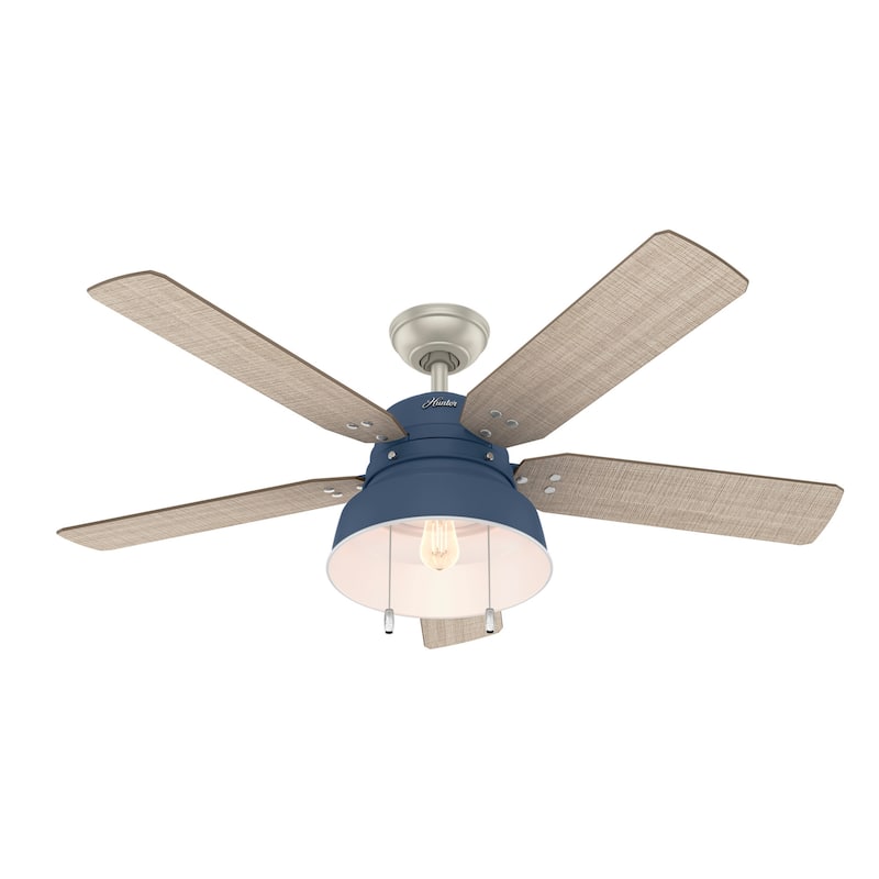 Hunter 52" Mill Valley Outdoor Ceiling Fan with LED Light Kit and Pull Chain - Farmhouse, Industrial, Rustic - DAMP RATED!