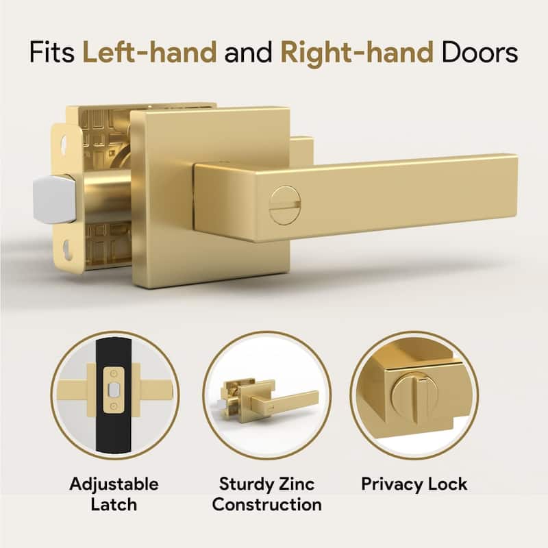 Mega Handles ROBELL Privacy Lever Door Handle, Modern Square Design, keyless door lock, Bathroom Interior Lock, Easy Install