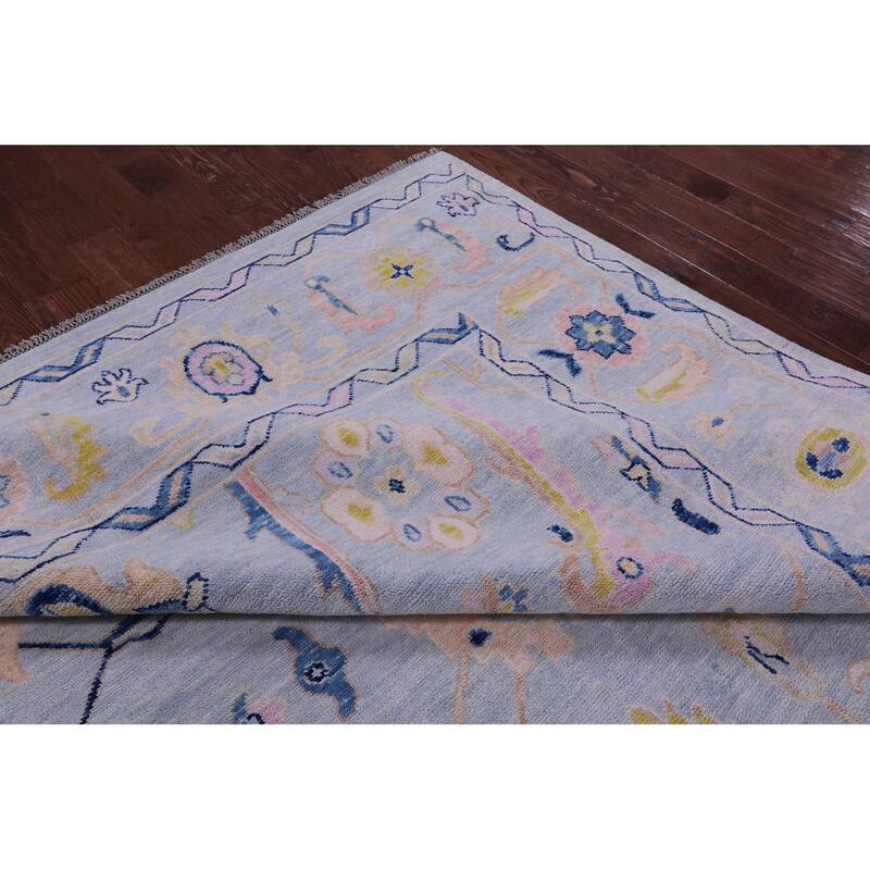 Golden Nile Light Blue Turkish Oushak Hand Knotted Wool Rug - 9' 10" X 13' 11"
