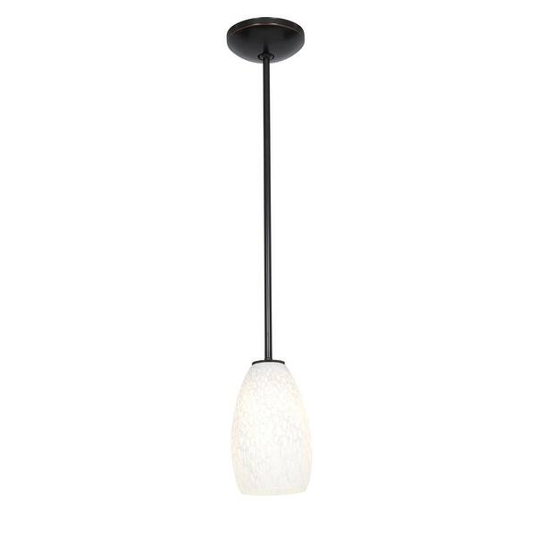 slide 2 of 6, Access Lighting Champagne 1-Light Glass Pendant - Rod - Oil Rubbed Bronze Finish - White Stone Glass Shade - Replaceable LED White