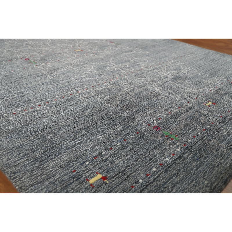 Tribal Gabbeh Indian Area Rug Handmade Grey Oriental Wool Carpet - 5'5" x 7'7" - 5'5" x 7'7" - Grey