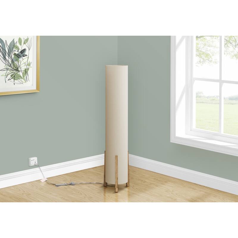 Lighting, 50"h, Floor Lamp, Brown Wood Look, Ivory / Cream Shade, Contemporary