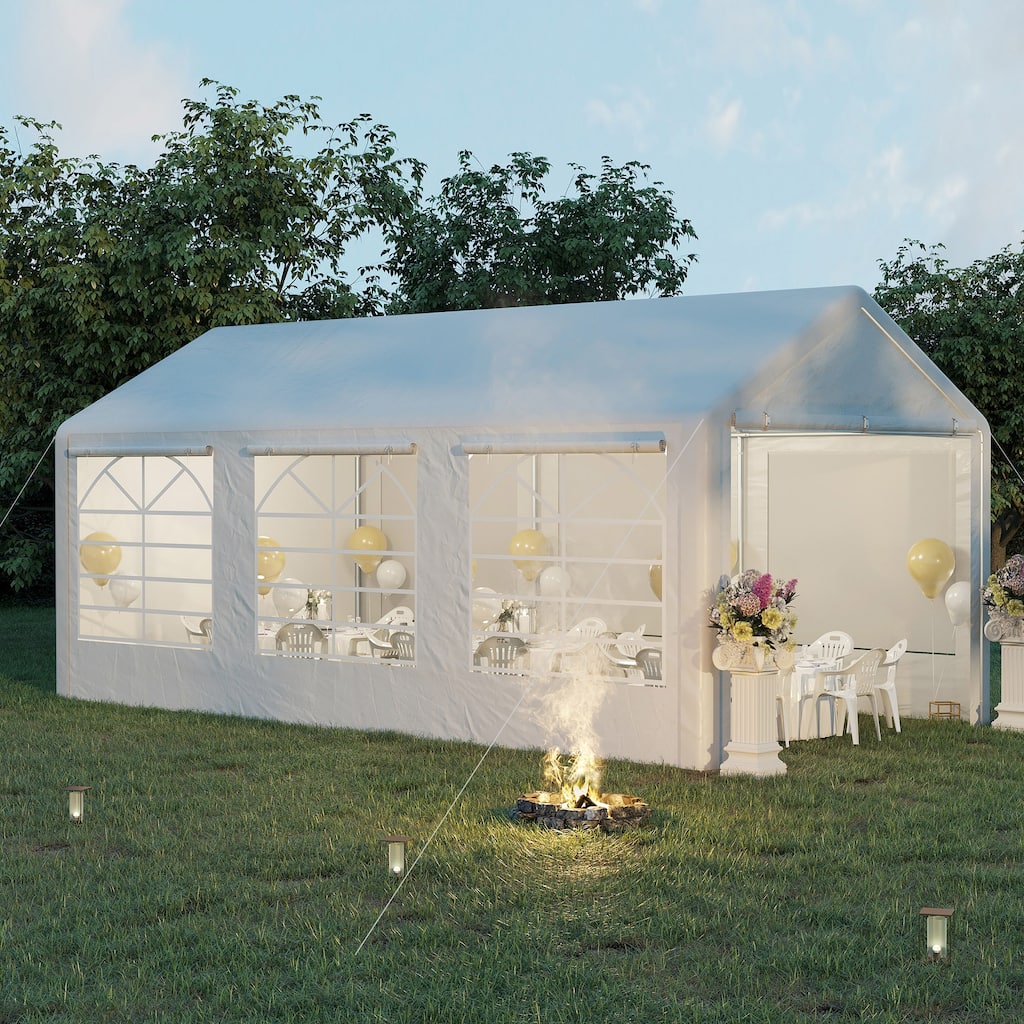Outsunny 10x20ft Heavy Duty Carport with Removable Sidewalls and Doors, Portable Garage Tent Car Canopy Boat Shelter