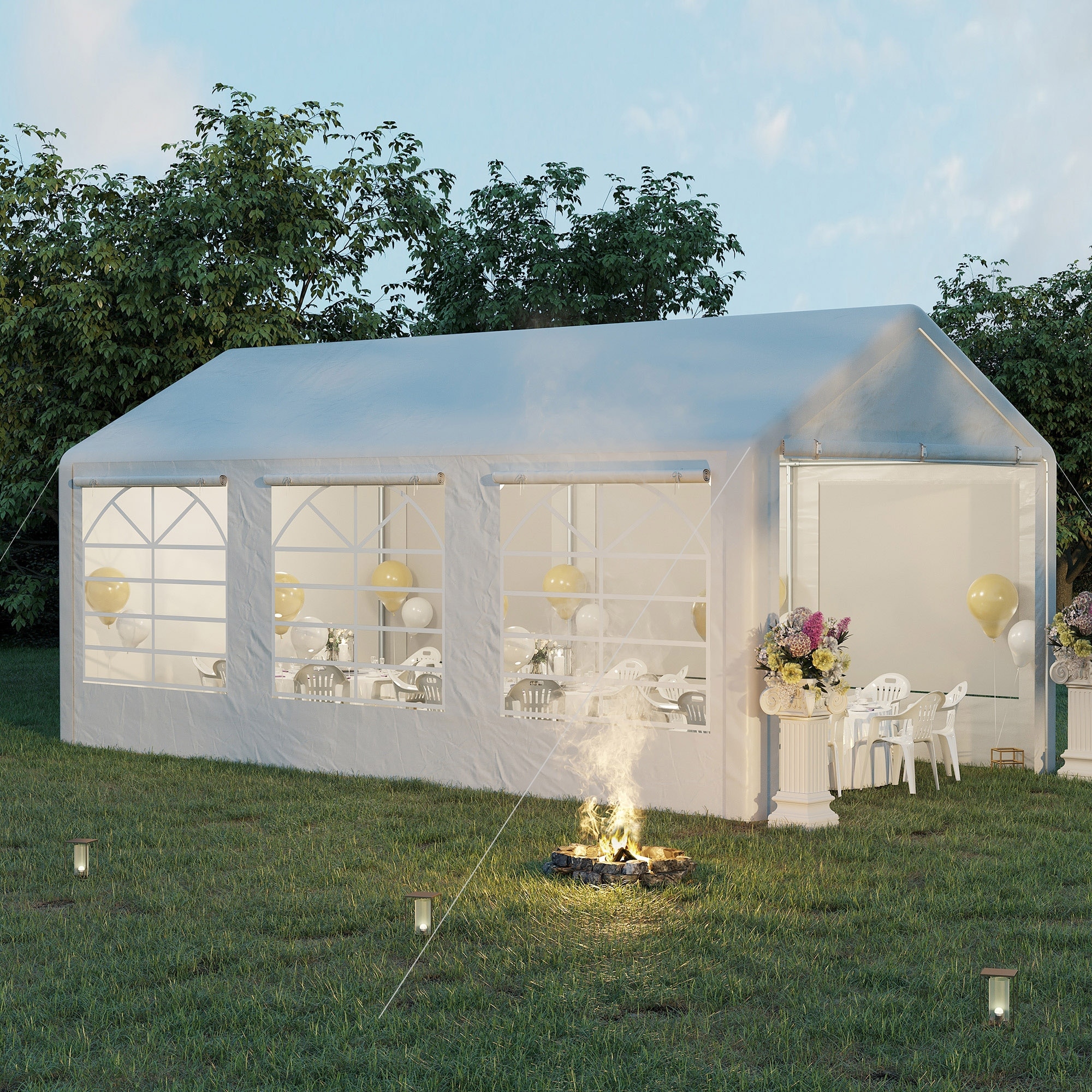 Outsunny 10x20ft Heavy Duty Carport with Removable Sidewalls and Doors, Portable Garage Tent Car Canopy Boat Shelter