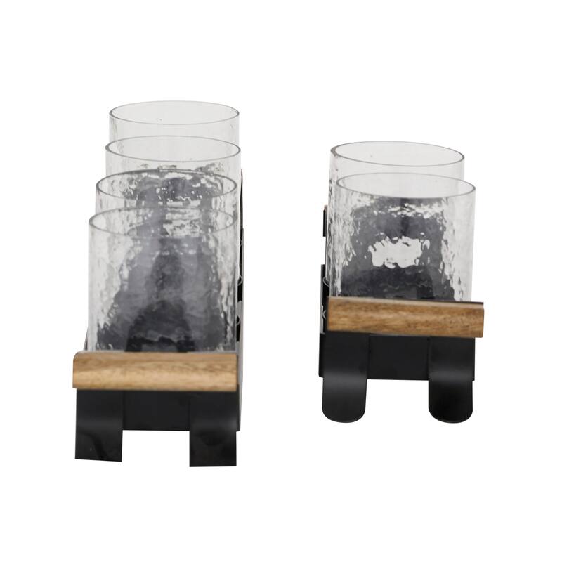 Black Metal Contemporary Candle Holder Set of 2 - 21 x 4 x 5