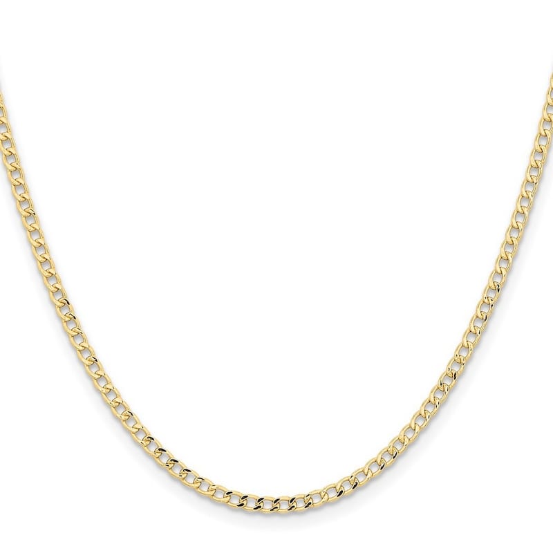 Curata 14k Yellow Gold 2.85mm Semi-solid Curb Link Chain Necklace Options 16 18 20 22 24