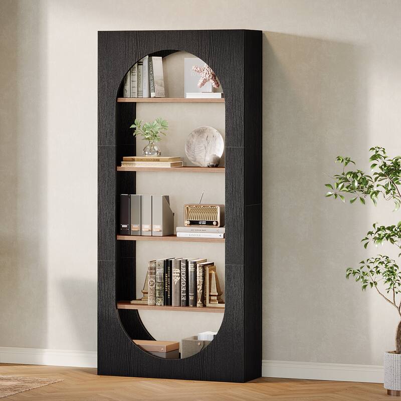 70.9 Inches Arched Bookcase with 5-Tier Storage Shelves - 31.5" W x 11.8" D x 70.9" H
