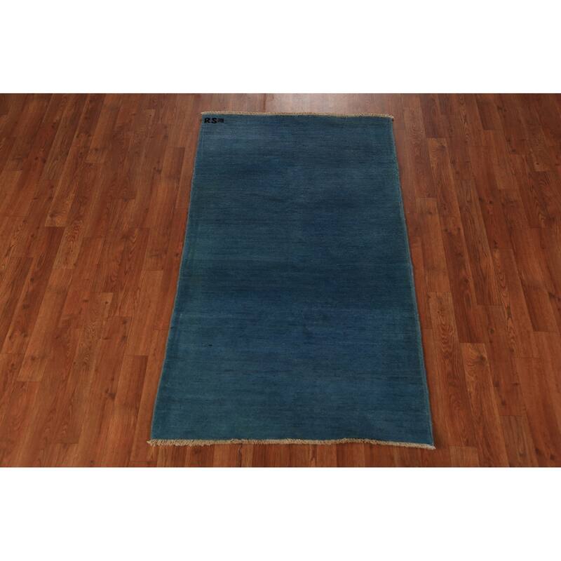 Blue Gabbeh Oriental Rug Handmade Wool Carpet - 2'10" x 4'11"