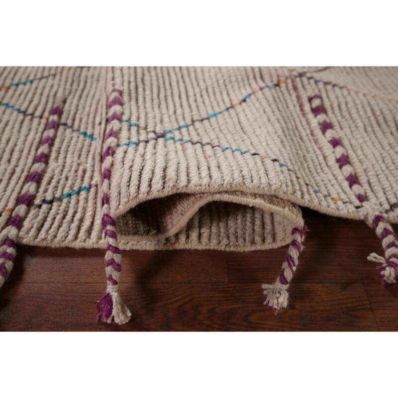 Trellis Moroccan Area Rug Hand-Knotted Tribal Wool Carpet - 5'8"x 9'7"