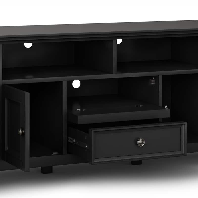 WYNDENHALL Halifax 72 inch Wide Solid Wood Transitional TV Stand - 72"w x 19"d x 26" h