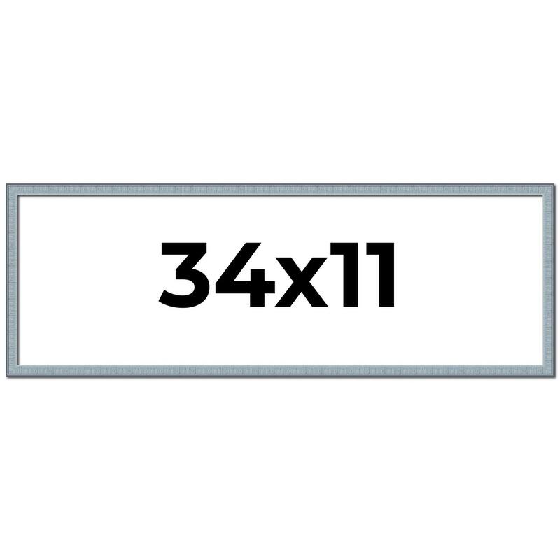 34x11 Frame Rustic Sky Blue Solid Wood Picture Frame | 0.75 Inch