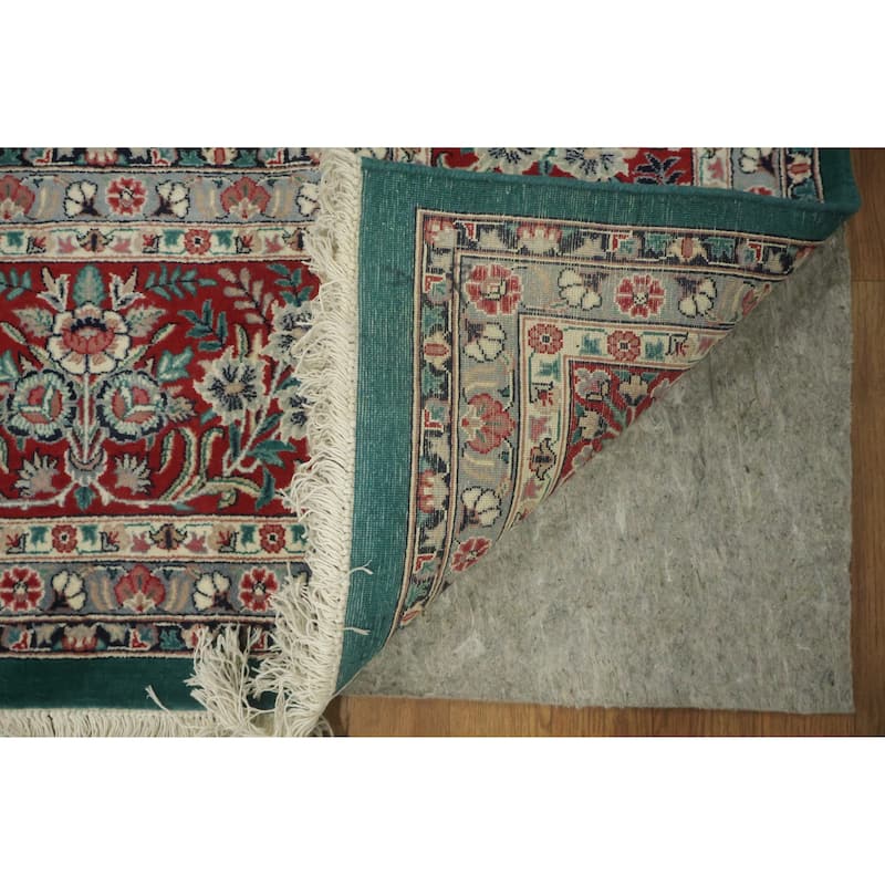 Hand Knotted Oriental 100% Wool Carpet Traditional Floral Green Kashan Area Rug - 12' 3'' X 9' 0''
