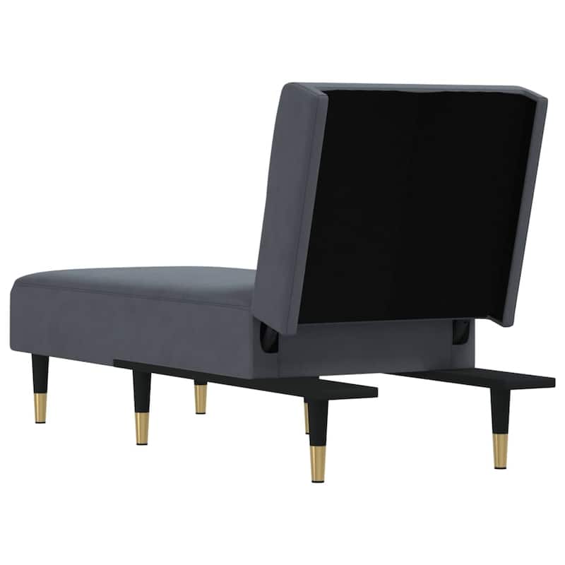 vidaXL Chaise Longue Black Velvet - 21.7" x 55.1" x 27.6"