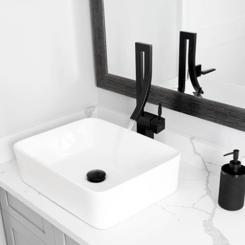 STYLISH Single Handle Bathroom Faucet for Single Hole Brass Vessel Mixer Tap - Faucet Height: 17 1/2" | Spout Height: 8"