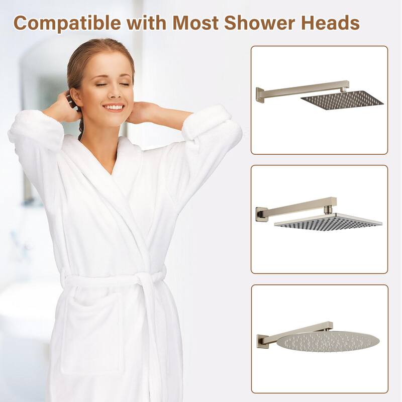 16 in. Square Wall Mount Standard Shower Arm and Flange