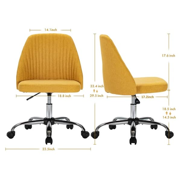 dimension image slide 2 of 6, Home Office Chair Twill Fabric Ergonomic Desk Chair Computer Task Chair Vanity Chair