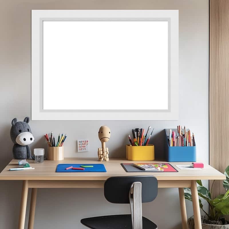 Amanti Art Blanco White Framed Dry Erase Magnetic Board