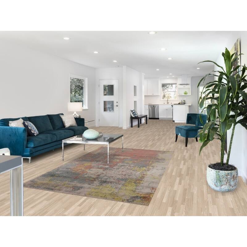 Multicolor Abstract Modern Area Rug Hand-Knotted Wool Carpet - 4'10"x 7'6"