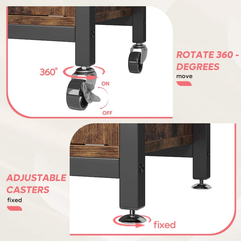31.5" Microwave Stand with Storage Cabinet, Height-Adjustable Bakers Racks for Kitchen
