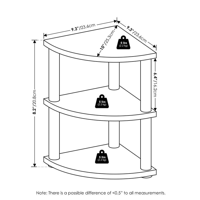 Furinno Turn-N-Tube 3-Tier Corner Countertop Organizer Shelf