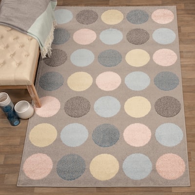 Superior Designer Pastel Polka Dot Area Rug