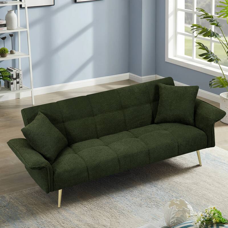 Teddy Velvet Convertible Sofa Bed, Adjustable Arms and Backrest, Ideal for Living Room, Bedroom Comfort