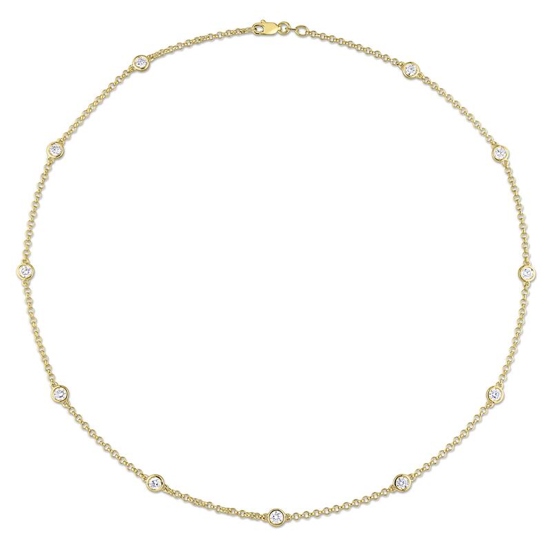 Miadora 1 5/8ct TDW Diamond Station Necklace with Chain in 14k Yellow Gold, 17-in