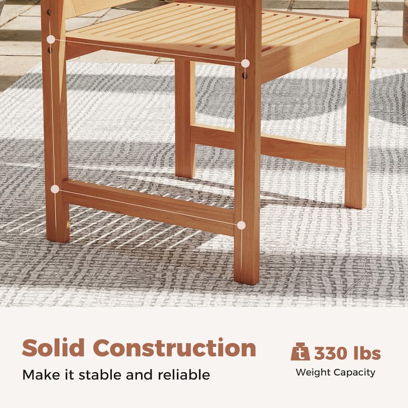 Gymax Patio Chairs Set of 4 Outdoor Wooden Dining Chairs w/ Inclined