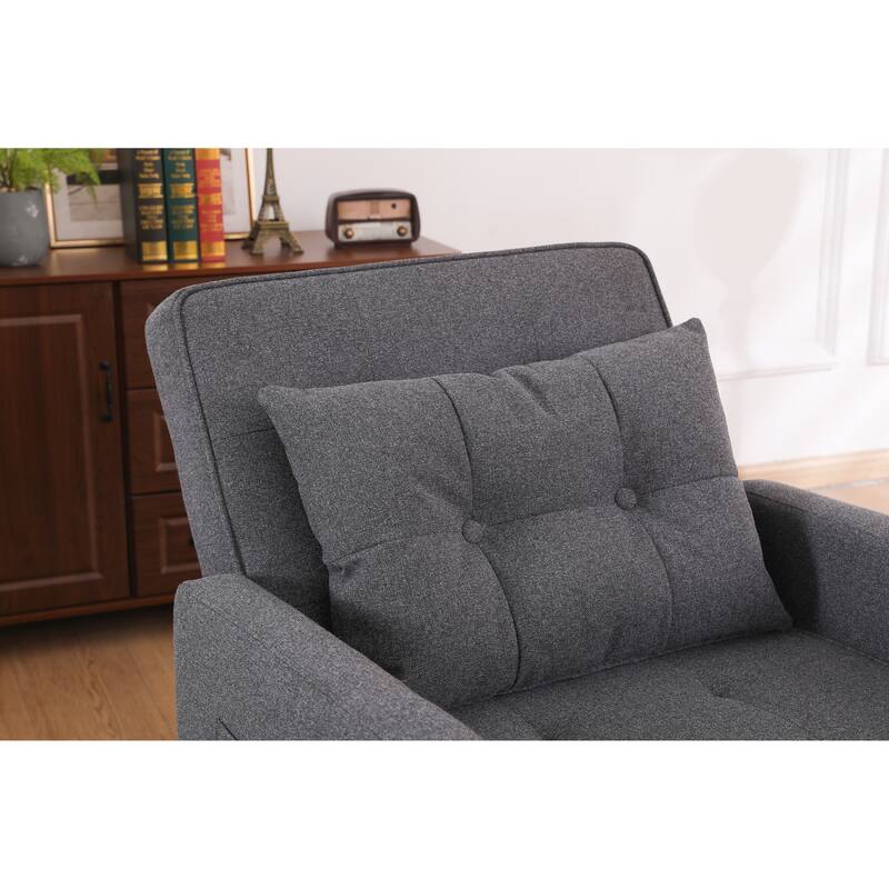 Convertible Pull-Out Sofa Bed with Side Pockets, Sleeper Chair with USB Charging, Single Chaise Lounger Chair