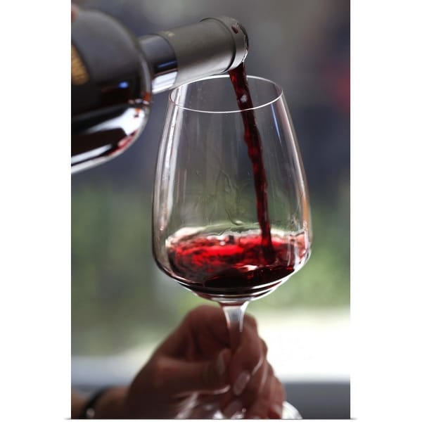 "Pouring a sampling of red wine at a wine tasting" Poster Print