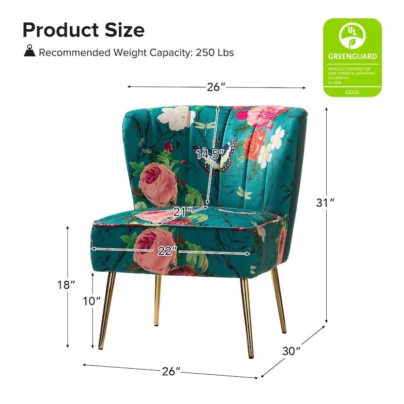 Almira Contemporary Upholstered Armless Side Chair with Tufted Back Set of 2 by HULALA HOME