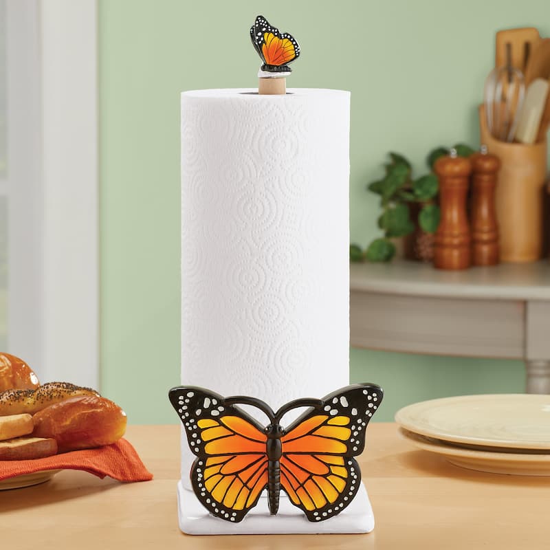 HandPainted Monarch Butterfly Paper Towel Holder 9.380 x 7.630 x 6.