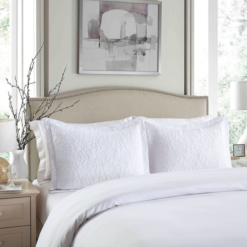 MarCielo 2 PCS Embroidered Pillow Shams Euro Sham - King