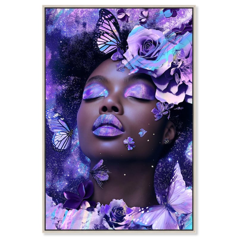 A Glistening Neon Woman Canvas by Art Remedy - Silver - 24" x 36"