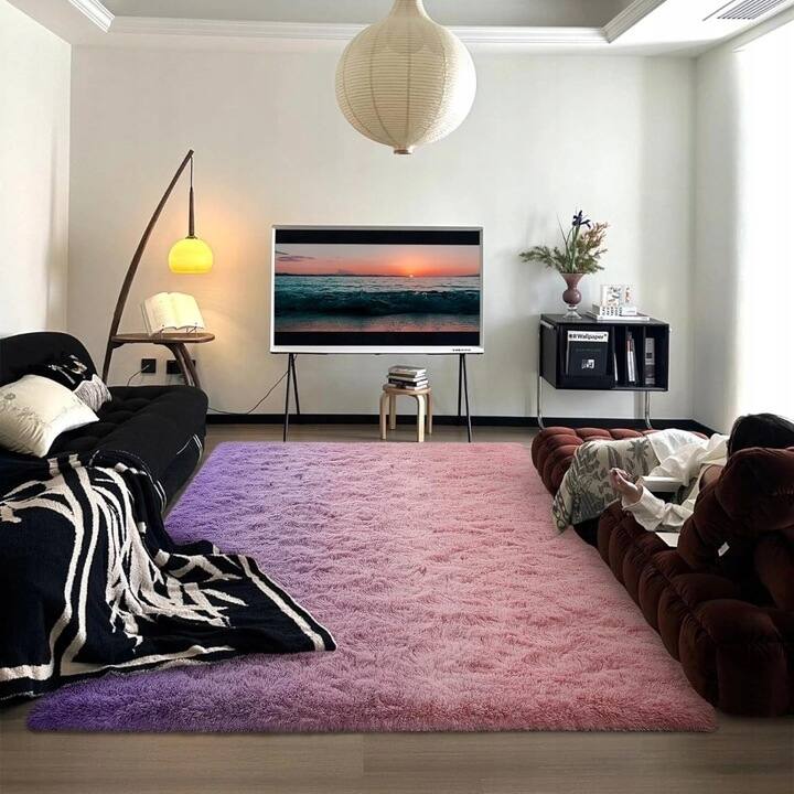 Shaggy Home Decor Carpet Luxury Gradient Rug for Living Room Bedroom