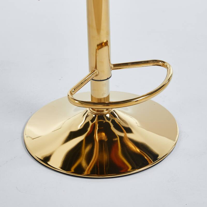 Set of 2 Modern Bar Chairs with Gold Iron Legs, Soft Cushions & Comfortable Backrest, Upholstered Barstool for Cafe & Dining